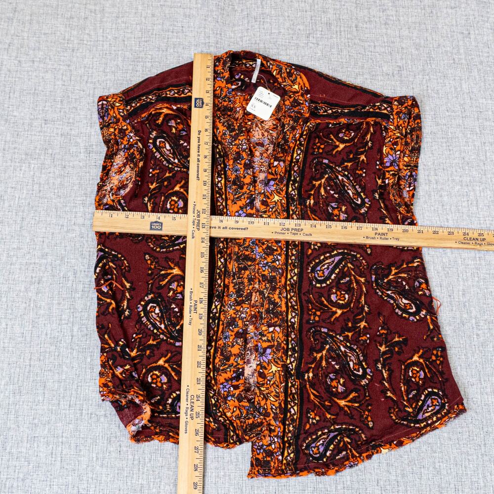Free People Boho Paisley Kimono Cardigan vest open front sz XS - Picture 6 of 10